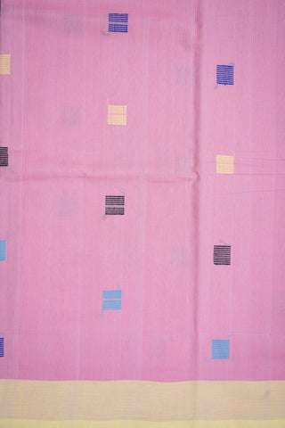 Threadwork Square Buttas Pastel Pink Hand Spun Cotton Saree