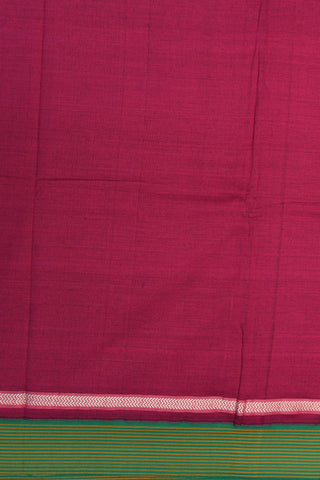 Thread Work Stripes Border In Plain Magenta Purple Dharwad Cotton Saree