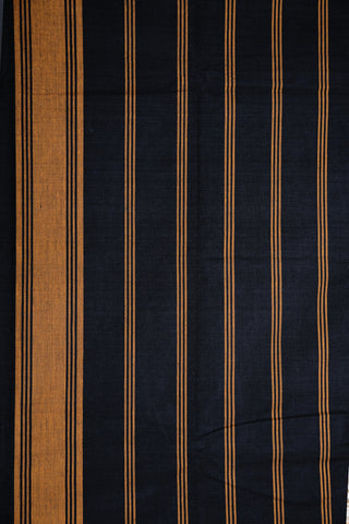 Thread Work Traditional Border In Plain Black Chettinadu Cotton Saree