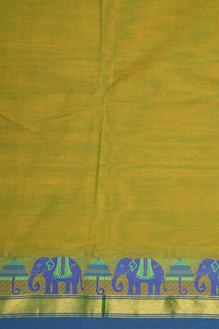 Thread Work Traditional Border In Plain Lime Green Chettinadu Cotton Saree