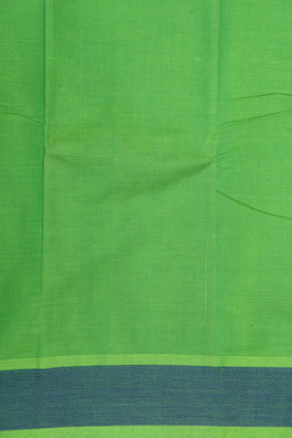 Thread Work Twill Weave Border In Plain Parrot Green Coimbatore Cotton Saree