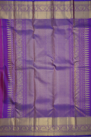 Threadwork And Floral Motifs Magenta Kanchipuram Silk Saree