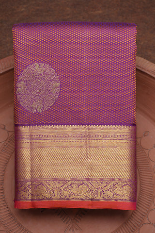 Threadwork And Zari Design Purple Kanchipuram Silk Saree