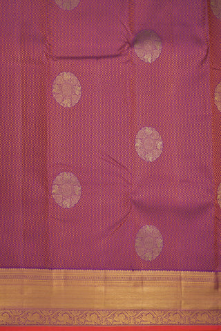 Threadwork And Zari Design Purple Kanchipuram Silk Saree