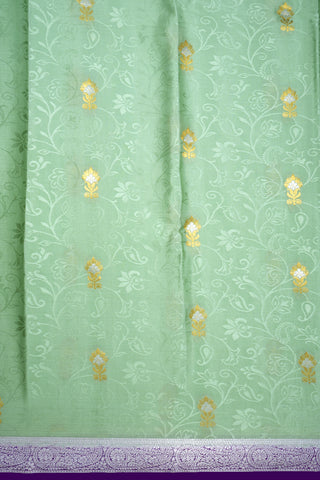 Threadwork And Zari Jaal Design Sage Green Mysore Silk Saree