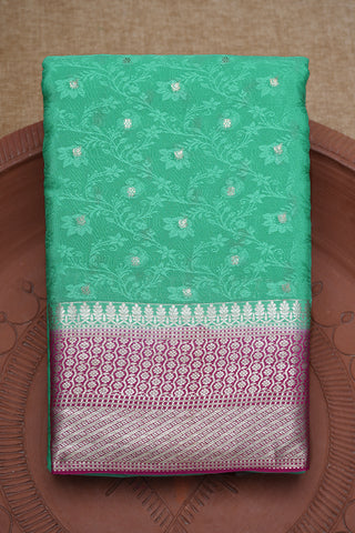 Threadwork And Zari Jaal Design Sea Green Mysore Silk Saree