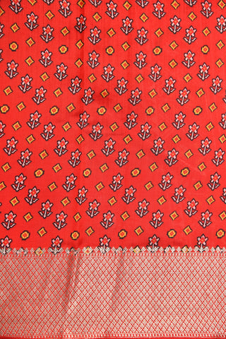 Thread Work Big Border With Fish Design Digital Printed Green Satin Tussar Silk Saree