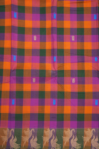 Threadwork Border Multicolor Chettinadu Cotton Saree