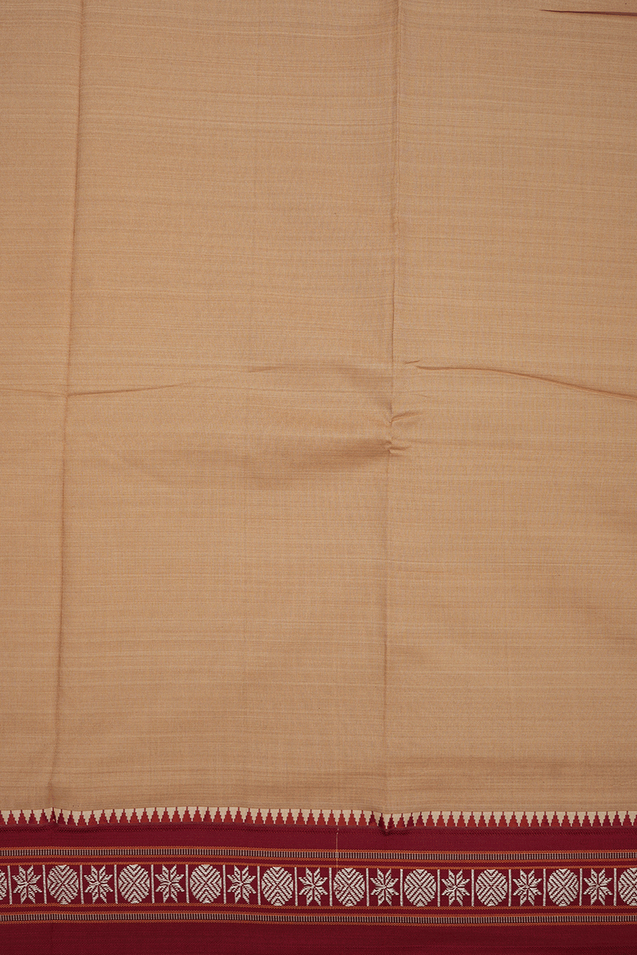 Threadwork Border Plain Biscuit Color Dharwad Cotton Saree
