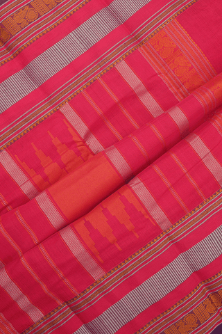 Threadwork Border Plain Chilli Red Kanchi Cotton Saree