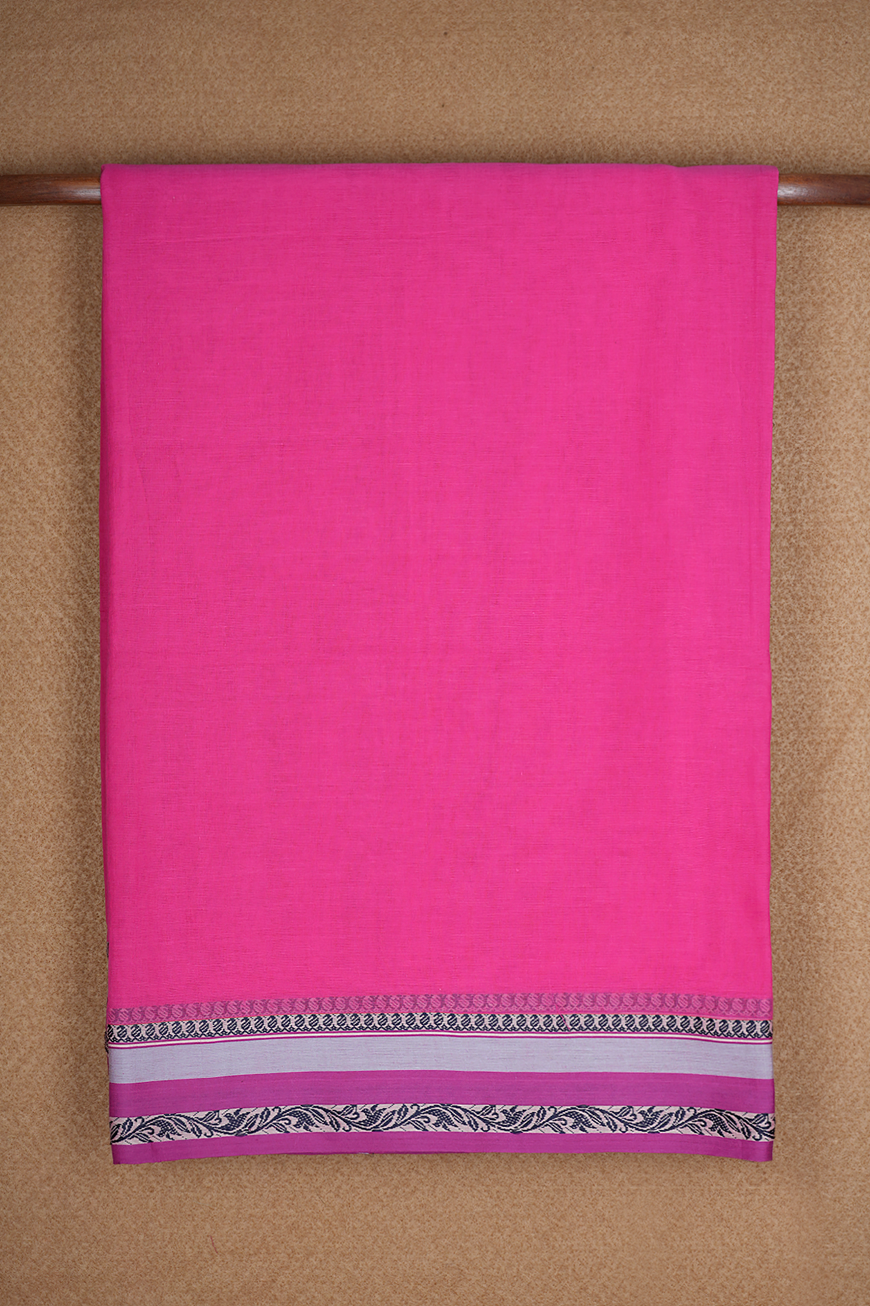 Threadwork Border Plain Magenta Bengal Cotton Saree
