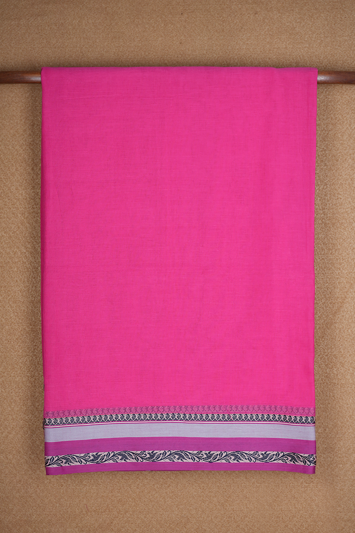 Threadwork Border Plain Magenta Bengal Cotton Saree