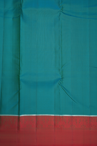 Threadwork Border Plain Peacock Green Kanchipuram Silk Saree