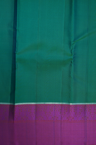 Threadwork Border Plain Peacock Green Kanchipuram Silk Saree