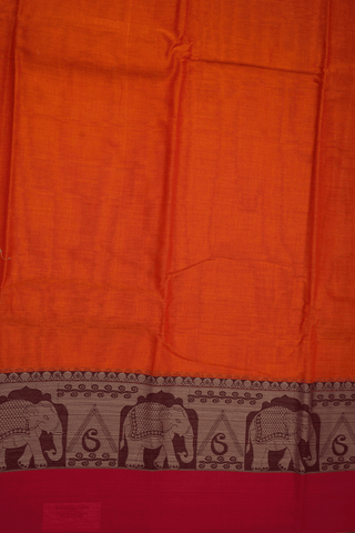 Threadwork Border Plain Royal Orange Chettinadu Cotton Saree