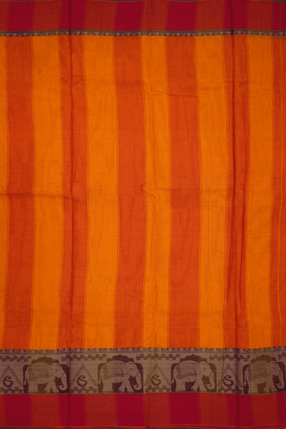 Threadwork Border Plain Royal Orange Chettinadu Cotton Saree