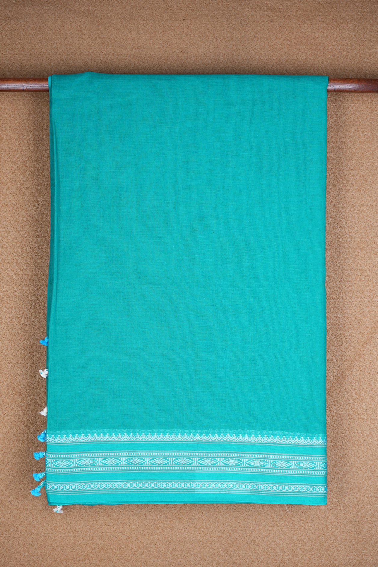 Threadwork Border Plain Sea Blue Bengal Cotton Saree