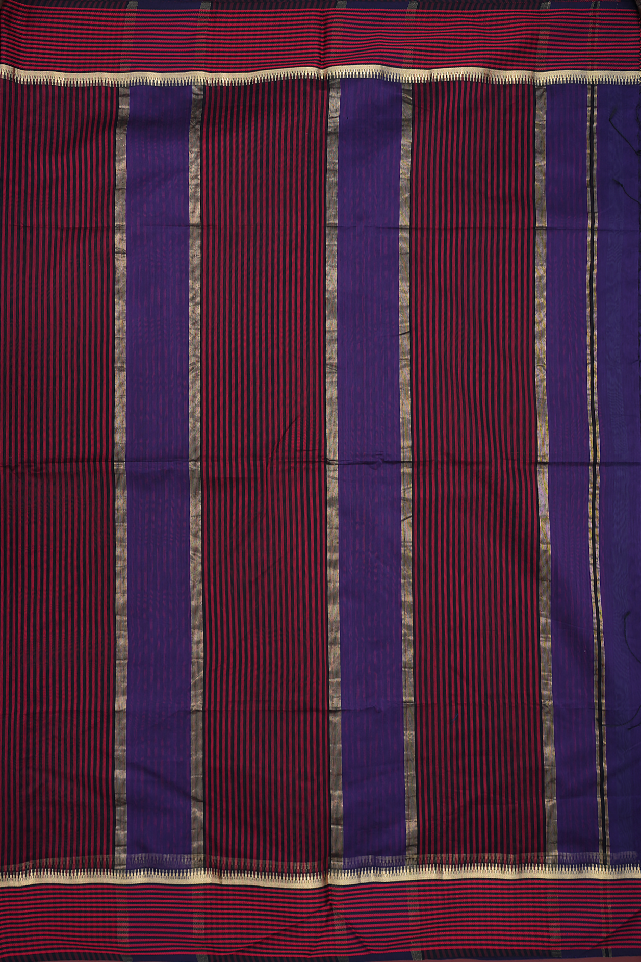 Threadwork Border Regal Purple Maheswari Silk Cotton Saree