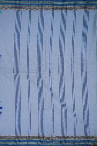 Threadwork Border Steel Blue Bengal Cotton Saree