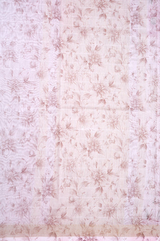 Floral Digital Printed Pastel Pink Chanderi Silk Cotton Saree