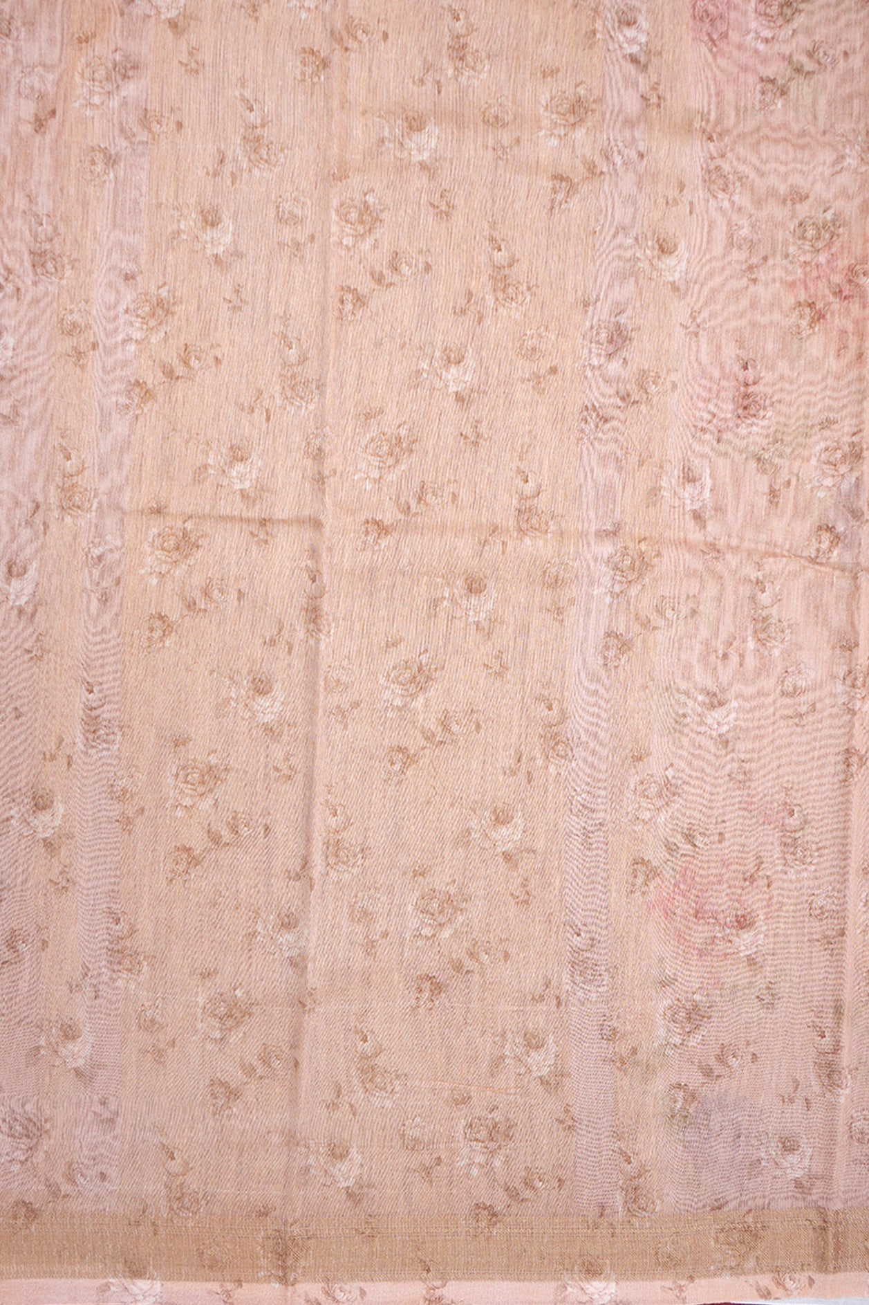 Floral Digital Printed Rose Gold Chanderi Silk Cotton Saree