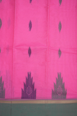 Threadwork Buttas Hot Pink Kanchi Cotton Saree