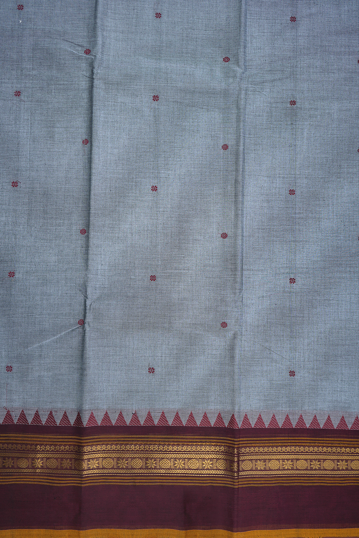 Threadwork Buttas Light Grey Kanchi Cotton Saree