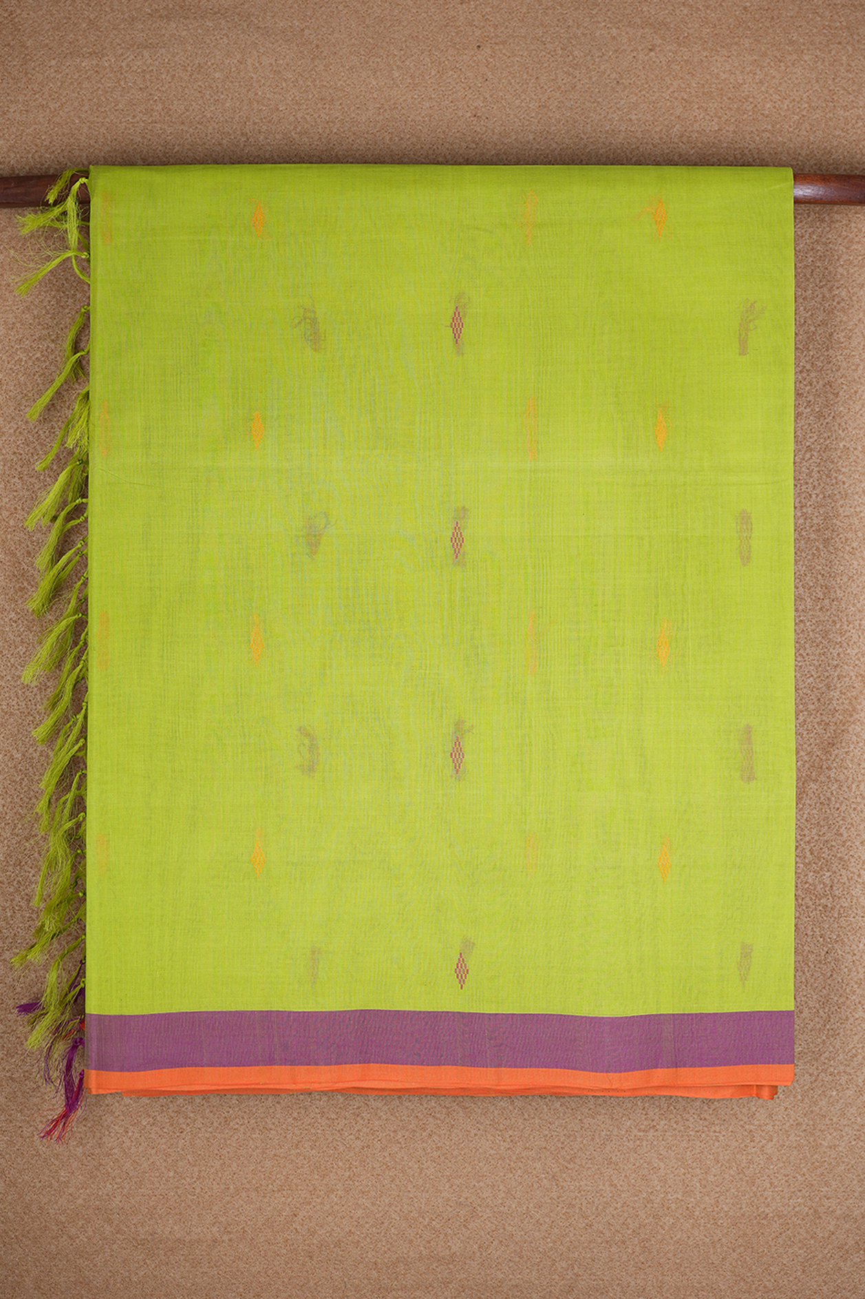 Threadwork Buttas Pear Green Coimbatore Cotton Saree