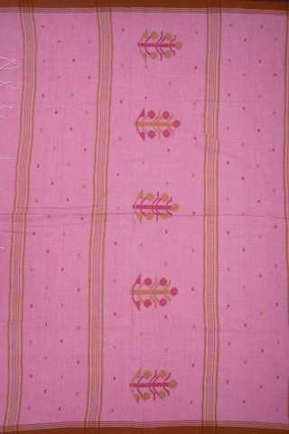Threadwork Buttas Pink Bengal Cotton Saree