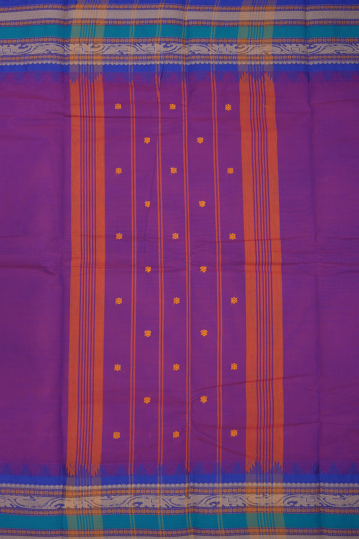 Threadwork Buttas Purple Kanchi Cotton Saree