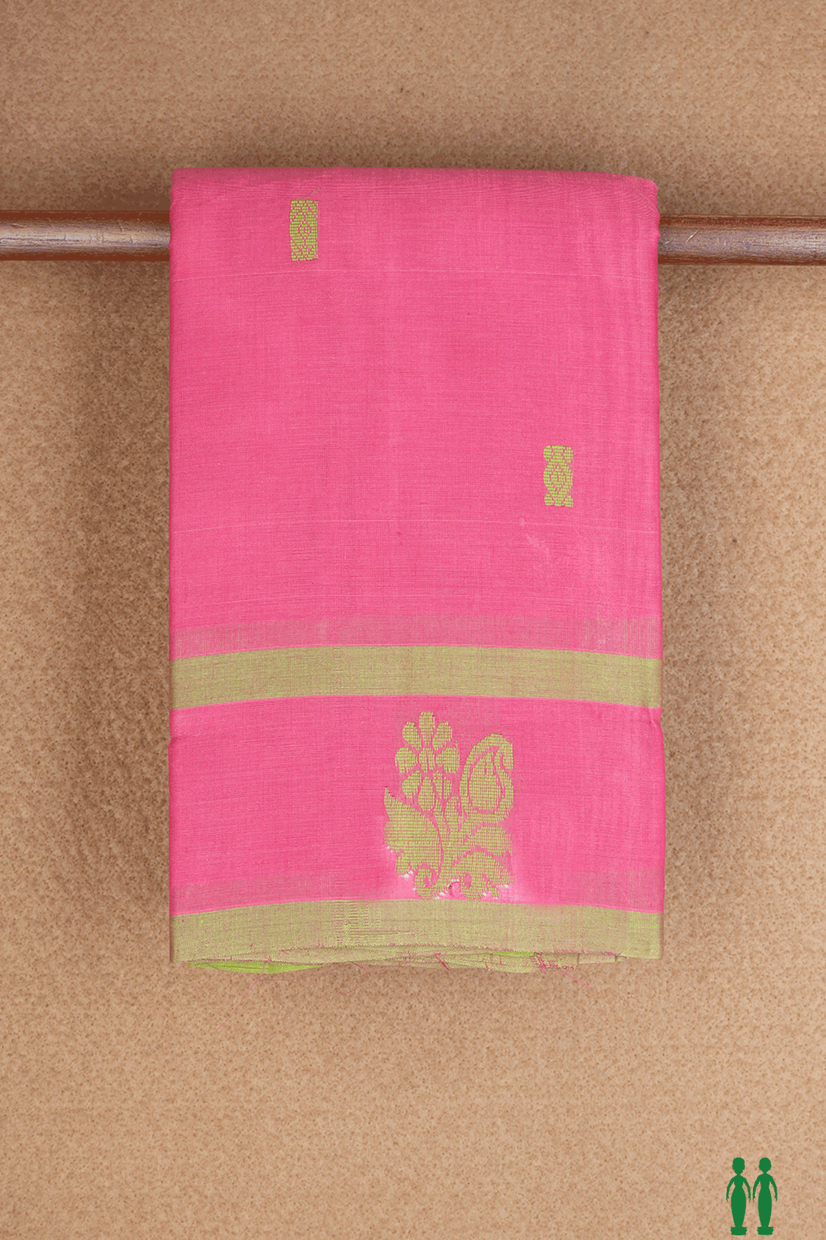 Threadwork Buttas Rose Pink Kanchi Cotton Saree