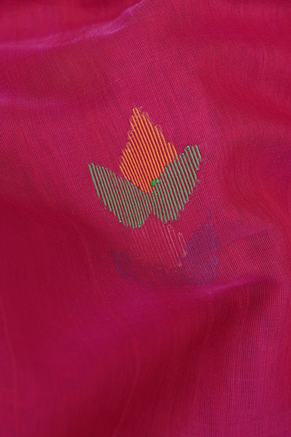 Threadwork Buttas Rose Red Bengal Cotton Saree