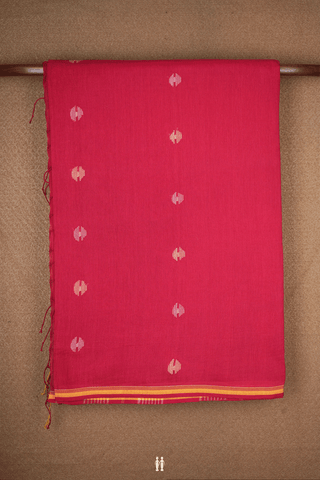 Threadwork Buttas Scarlet Red Bengal Cotton Saree