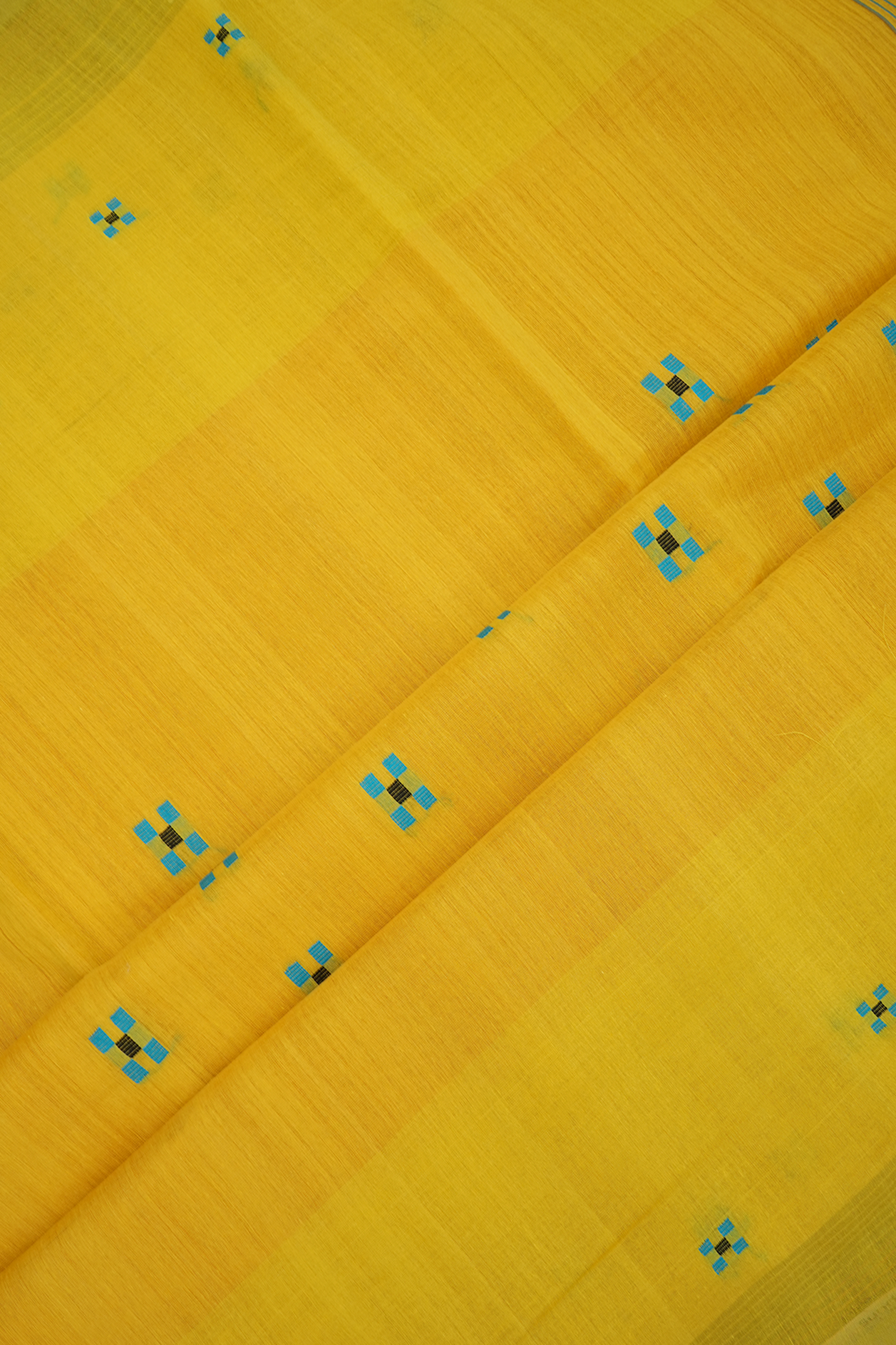 Threadwork Buttas Sunflower Yellow Bengal Cotton Saree