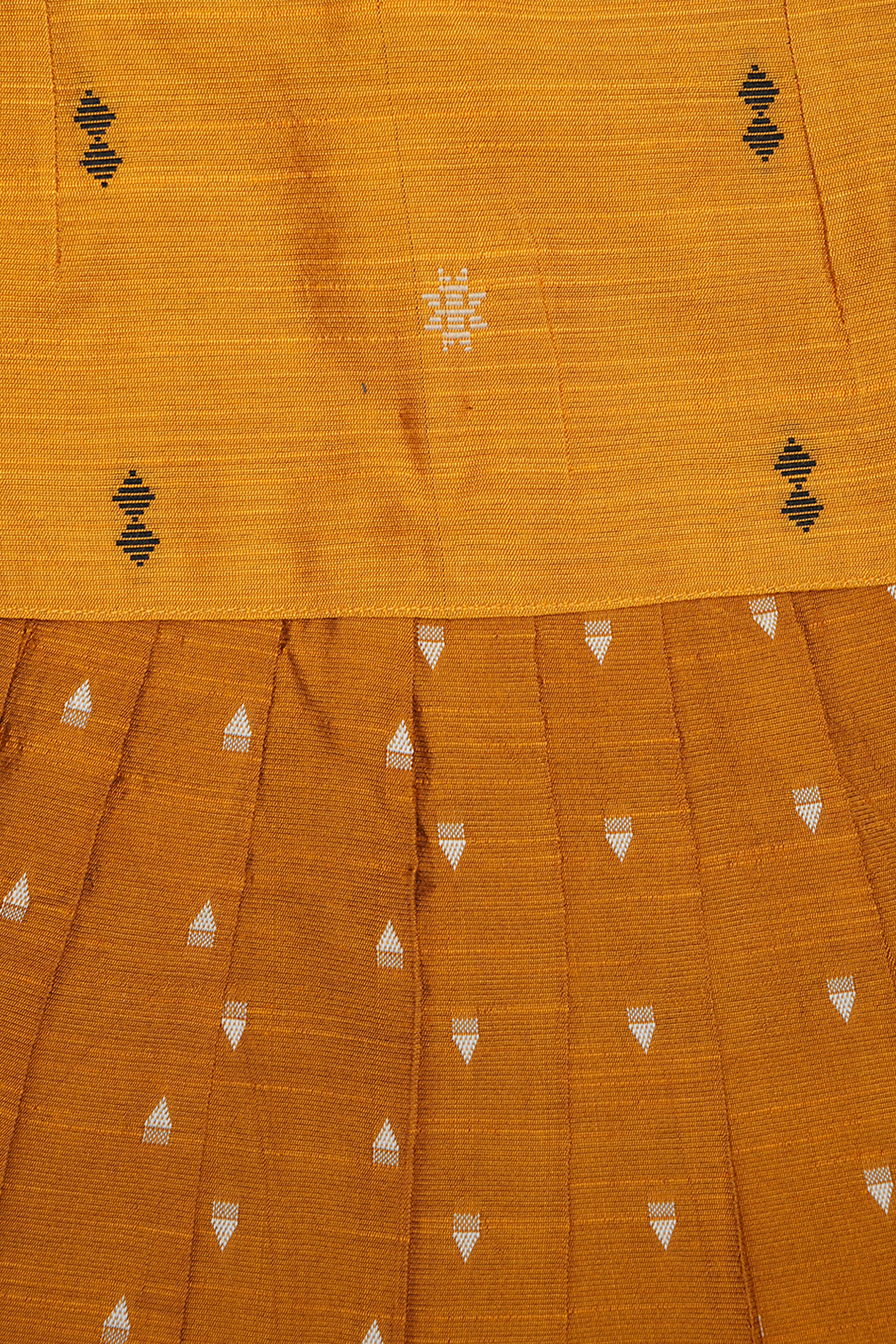 Threadwork Buttas Yellow Semi Raw Silk Readymade Pavadai Sattai