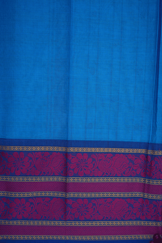 Threadwork Buttis Azure Blue Chettinadu Cotton Saree
