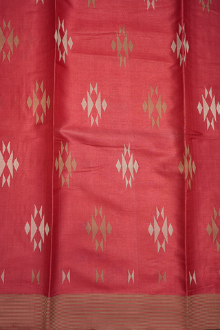 Threadwork Buttas Crimson Red Tussar Silk Saree