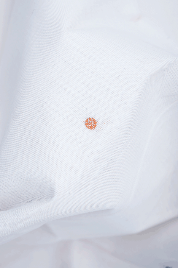Threadwork Buttis Egg White Kanchi Cotton Saree