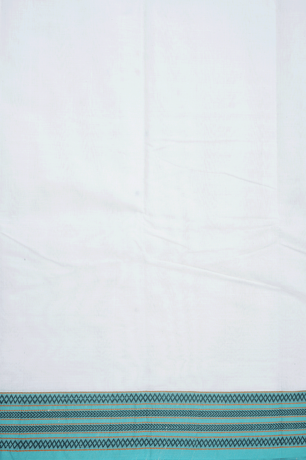 Threadwork Buttis Egg White Kanchi Cotton Saree