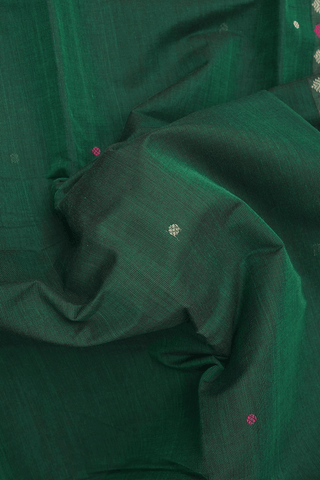 Threadwork Buttis Emerald Green Kanchi Cotton Saree