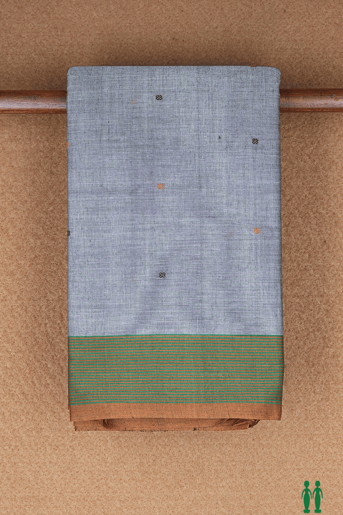 Threadwork Buttis Grey Kanchi Cotton Saree