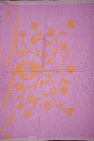 Threadwork Buttis Pastel Pink Bengal Cotton Saree
