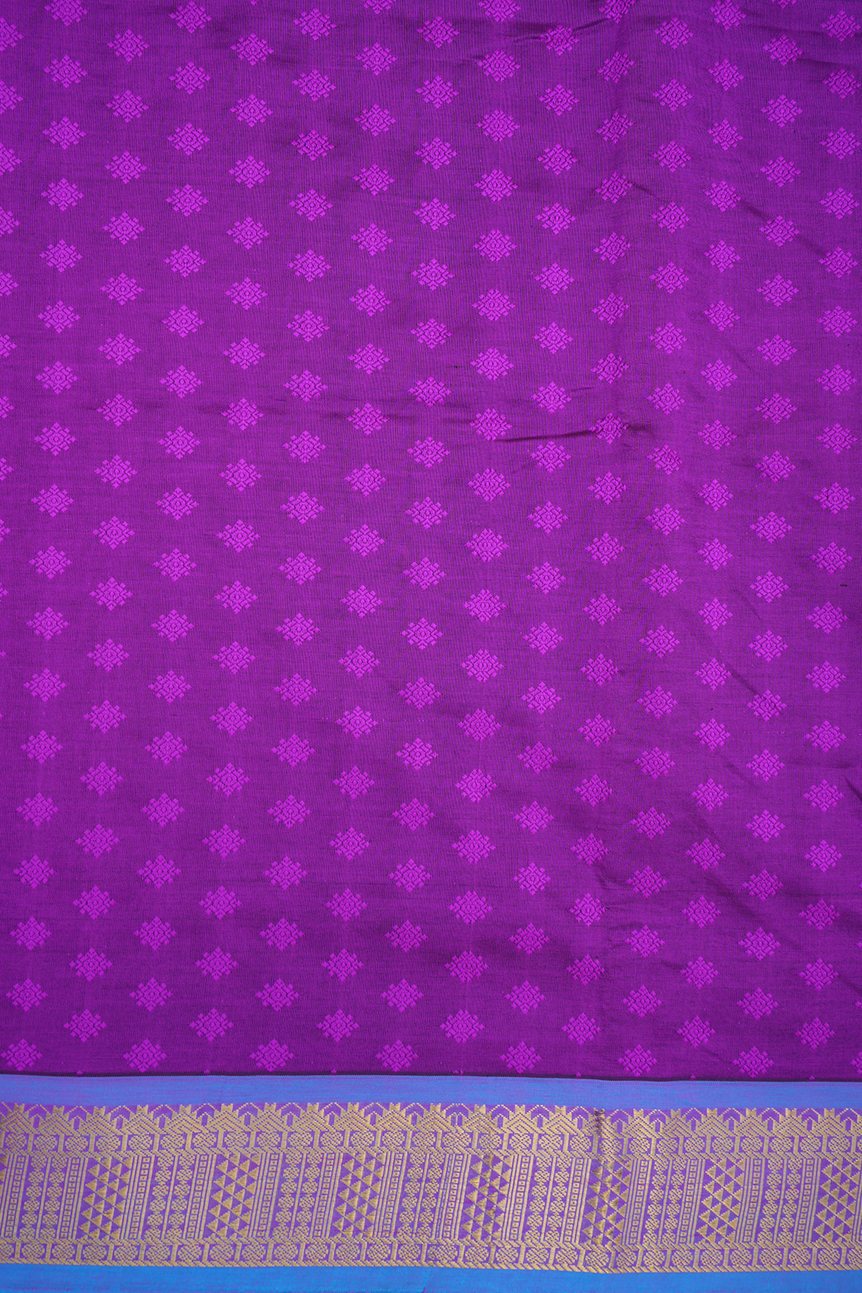 Threadwork Buttis Purple Rose Poly Cotton Saree