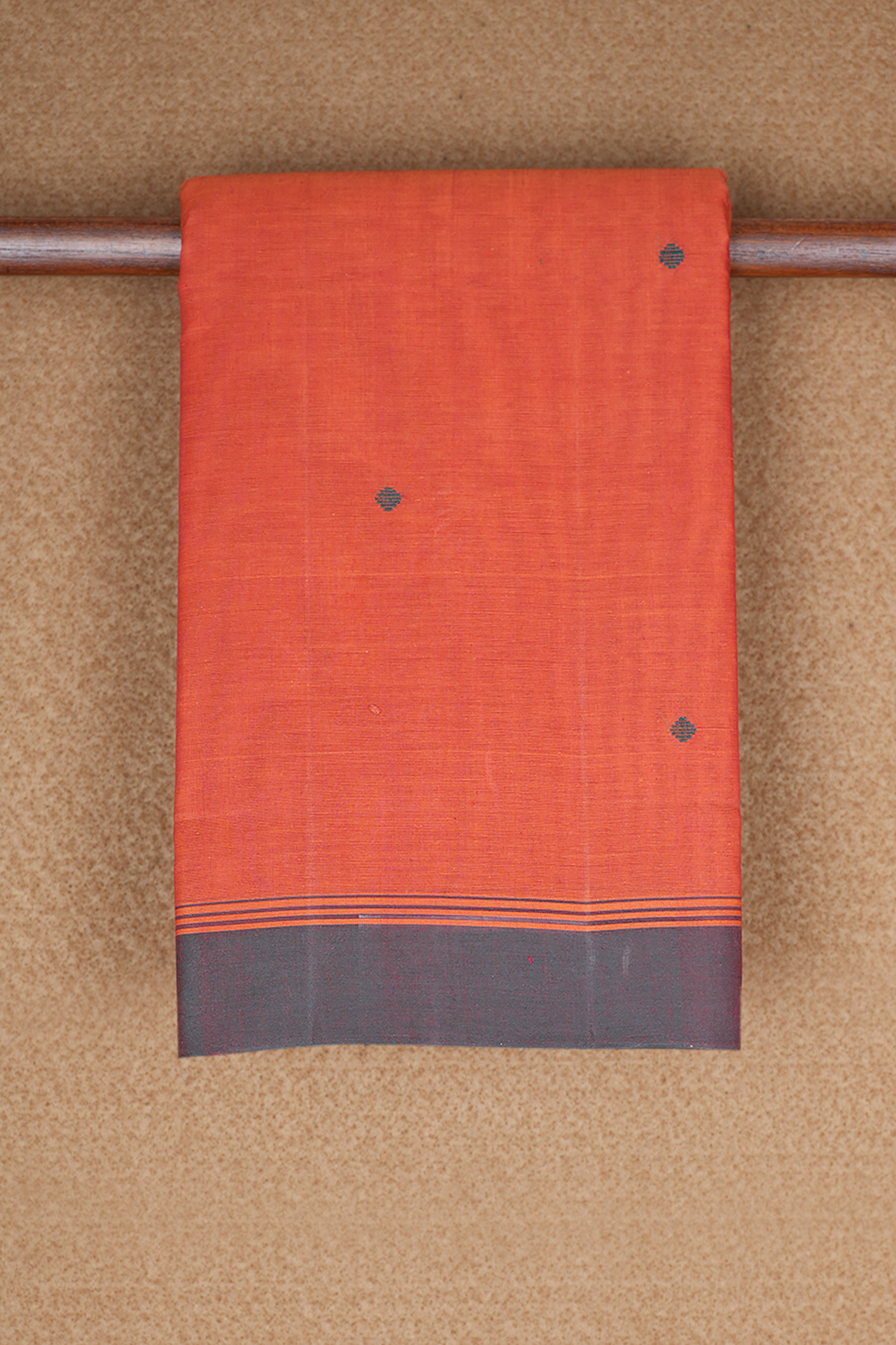 Threadwork Buttis Red Clay Kanchi Cotton Saree