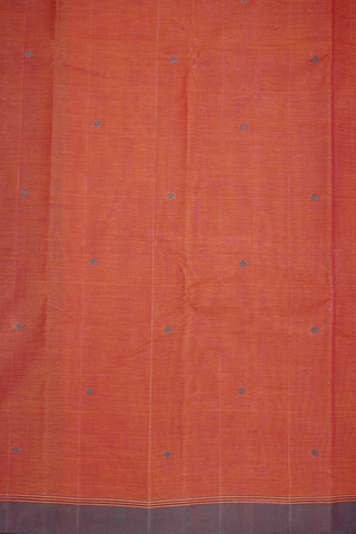 Threadwork Buttis Red Clay Kanchi Cotton Saree