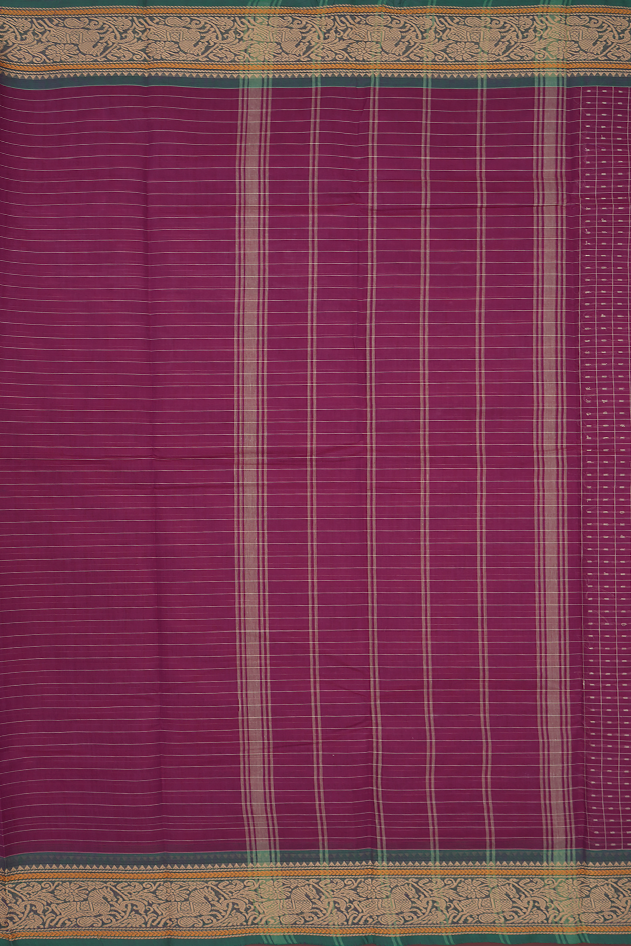 Threadwork Checked Mulberry Pink Kanchi Cotton Saree