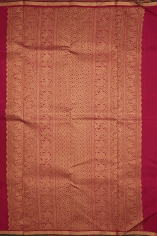 Threadwork Checks Design Ruby Red Kanchipuram Silk Saree