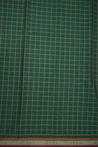 Threadwork Checks Emerald Green Kanchi Cotton Saree