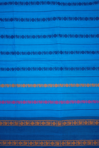 Threadwork Design Azure Blue Chettinadu Cotton Saree