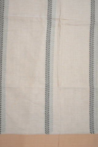 Threadwork Design Beige Bengal Cotton Saree